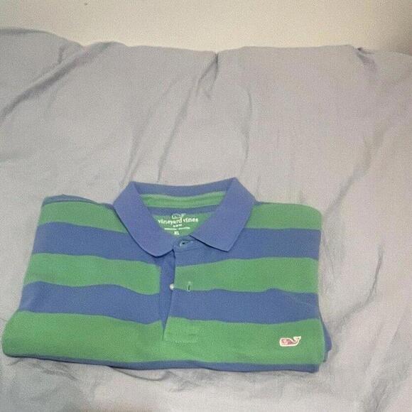 Vineyard Vines Men’s XL Slim Fit Polo Blue And Green Stripe - Picture 7 of 9